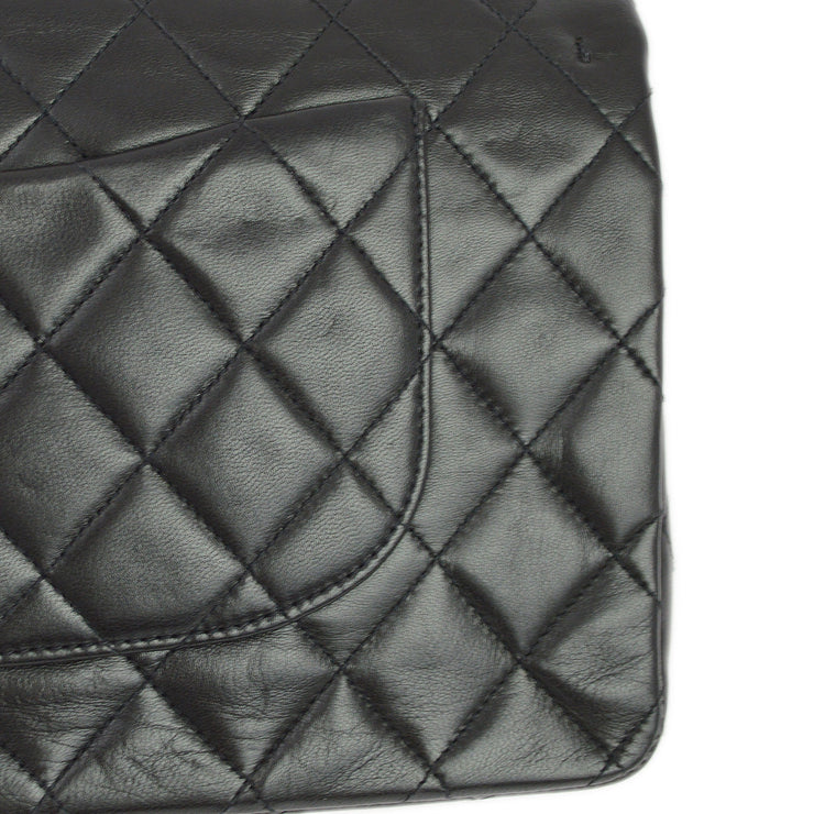 Chanel 1994-1996 Black Lambskin Medium Classic Double Flap Shoulder Bag