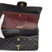 Chanel 1994-1996 Black Lambskin Medium Classic Double Flap Shoulder Bag