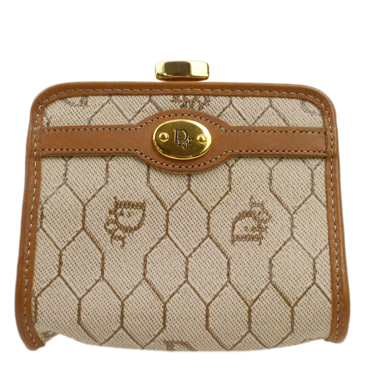 Christian Dior Beige Honeycomb Coin Case Wallet