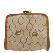 Christian Dior Beige Honeycomb Coin Case Wallet