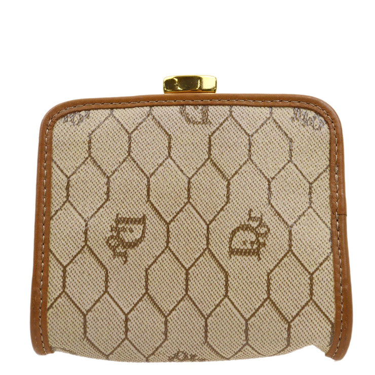 Christian Dior Beige Honeycomb Coin Case Wallet