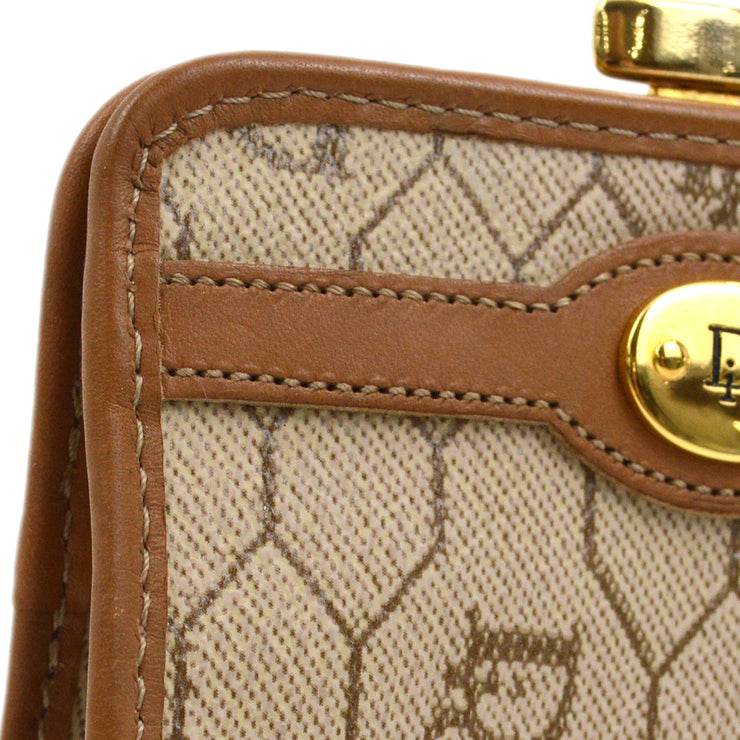 Christian Dior Beige Honeycomb Coin Case Wallet