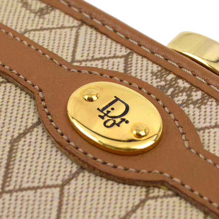 Christian Dior Beige Honeycomb Coin Case Wallet