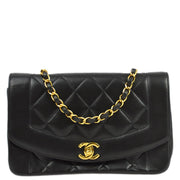 Chanel 1994-1996 Black Lambskin Small Diana Shoulder Bag