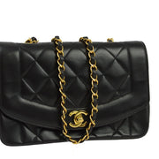 Chanel 1994-1996 Black Lambskin Small Diana Shoulder Bag