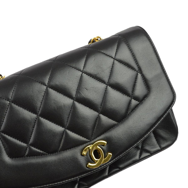 Chanel 1994-1996 Black Lambskin Small Diana Shoulder Bag