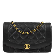 Chanel 1994-1996 Black Lambskin Medium Diana Shoulder Bag