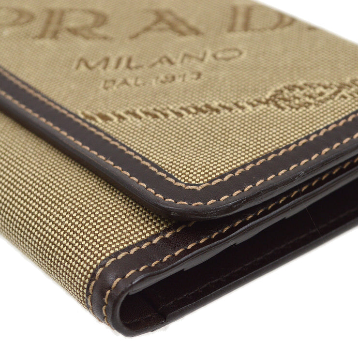 Prada Beige Canvas Trifold Wallet