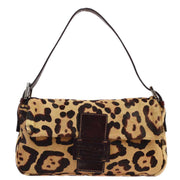 Fendi Brown Pony Hair Leopard Baguette Handbag