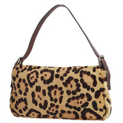 Fendi Brown Pony Hair Leopard Baguette Handbag