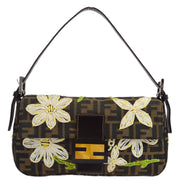 Fendi Brown Embroidered Zucca Baguette Handbag