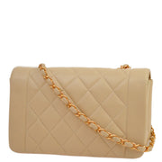 Chanel 1994-1996 Beige Lambskin Small Diana Shoulder Bag