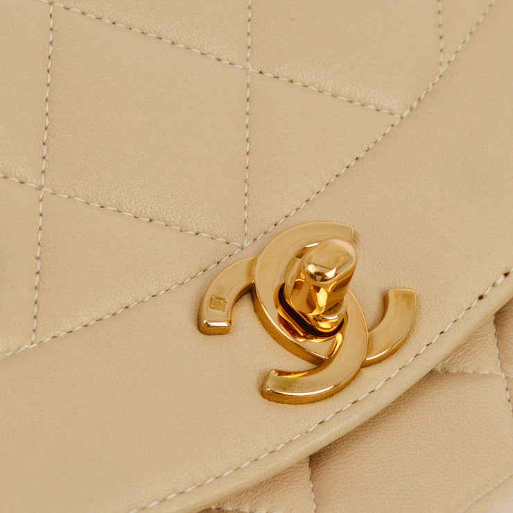 Chanel 1994-1996 Beige Lambskin Small Diana Shoulder Bag