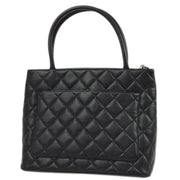 Chanel 2000-2001 Black Caviar Medallion Tote Handbag