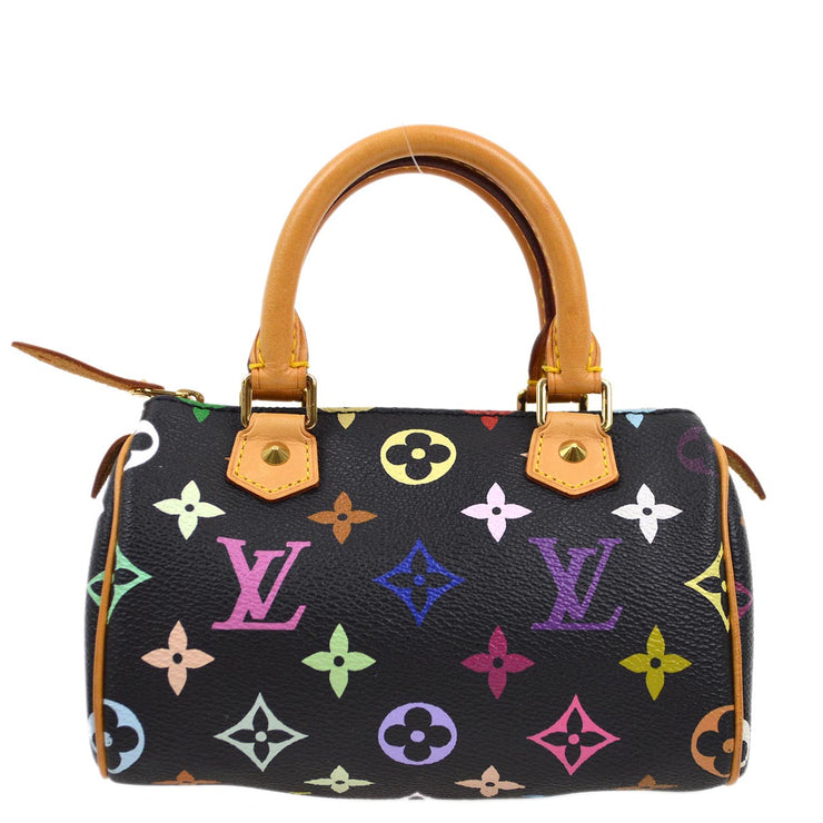 Louis Vuitton Black Monogram Multicolor Mini Speedy Handbag M92644