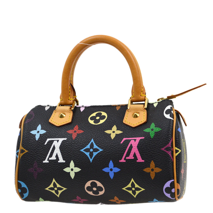 Louis Vuitton Black Monogram Multicolor Mini Speedy Handbag M92644