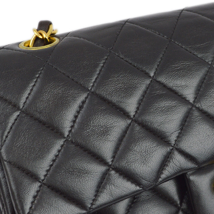 Chanel 1994-1996 Black Lambskin Small Classic Double Flap Shoulder Bag