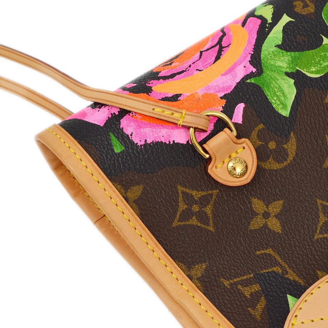 Louis Vuitton 2009 Monogram Rose Neverfull MM Shoulder Tote Bag 