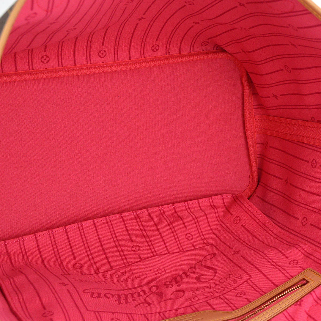 Louis Vuitton 2009 Monogram Rose Neverfull MM Shoulder Tote Bag 