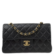 Chanel 2001-2003 Black Lambskin Small Classic Double Flap Shoulder Bag