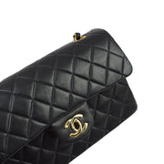 Chanel 2001-2003 Black Lambskin Small Classic Double Flap Shoulder Bag