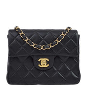 Chanel 2003-2004 Black Lambskin Mini Classic Square Flap Shoulder Bag 17