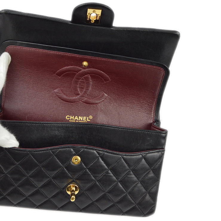 Chanel 2000-2001 Black Lambskin Medium Classic Double Flap Shoulder Bag