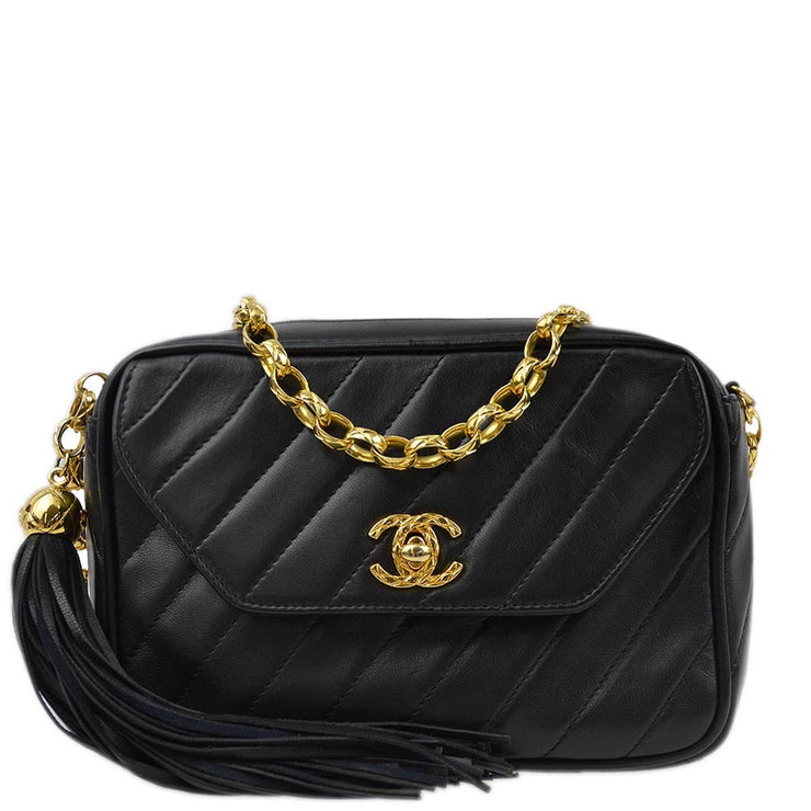 Chanel 1991-1994 Black Lambskin Camera Bag Mini