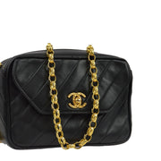 Chanel 1991-1994 Black Lambskin Camera Bag Mini