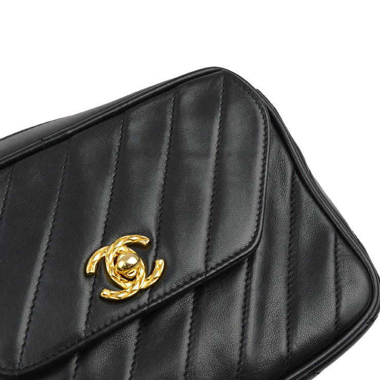 Chanel 1991-1994 Black Lambskin Camera Bag Mini