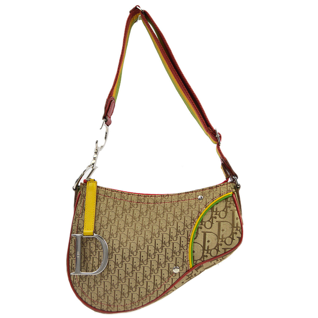 バッグ Christian Dior Trotter Saddle Bag RAREAuth CHRISTIAN DIOR Saddle Bag Rasta Line Trotter