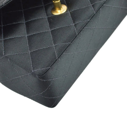 Chanel 2001-2003 Black Satin Mini Classic Square Flap Shoulder Bag 17
