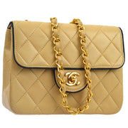 Chanel 1989-1991 Beige Lambskin Mini Classic Square Flap Shoulder Bag 17