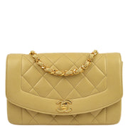 Chanel 1991-1994 Beige Lambskin Small Diana Shoulder Bag