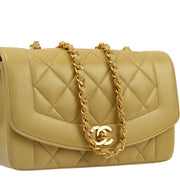 Chanel 1991-1994 Beige Lambskin Small Diana Shoulder Bag