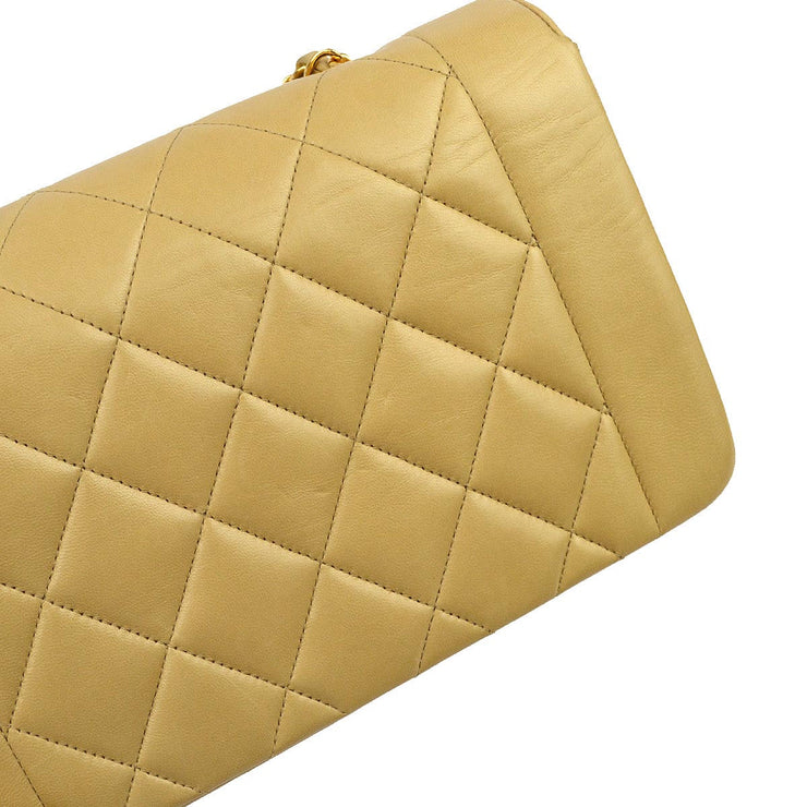 Chanel 1991-1994 Beige Lambskin Small Diana Shoulder Bag