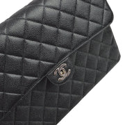 Chanel 2001-2003 Black Caviar Jumbo Classic Flap Shoulder Bag