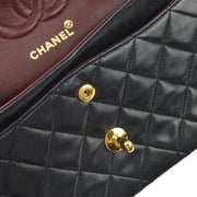 Chanel 1989-1991 Black Lambskin Small Classic Double Flap Shoulder Bag