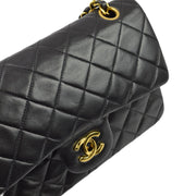 Chanel 1994-1996 Black Lambskin Small Classic Double Flap Shoulder Bag