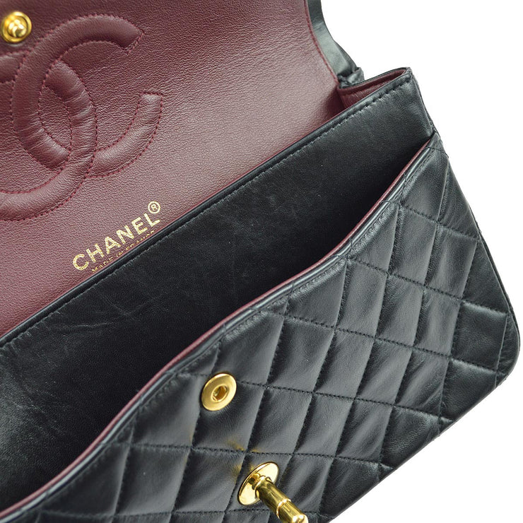 Chanel 2000-2001 Black Lambskin Medium Classic Double Flap Shoulder Bag