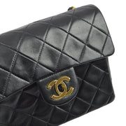 Chanel 1991-1994 Black Lambskin Mini Classic Square Flap Shoulder Bag 17