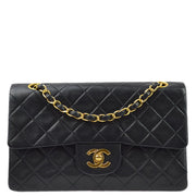 Chanel 1991-1994 Black Lambskin Small Classic Double Flap Shoulder Bag