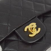 Chanel 1994-1996 Black Lambskin Small Classic Double Flap Shoulder Bag