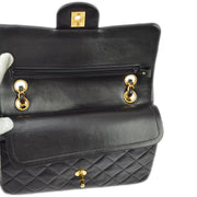 Chanel 1994-1996 Black Lambskin Small Classic Double Flap Shoulder Bag