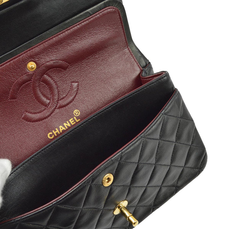 Chanel 1994-1996 Black Lambskin Small Classic Double Flap Shoulder Bag