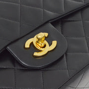 Chanel 1989-1991 Black Lambskin Small Classic Double Flap Shoulder Bag