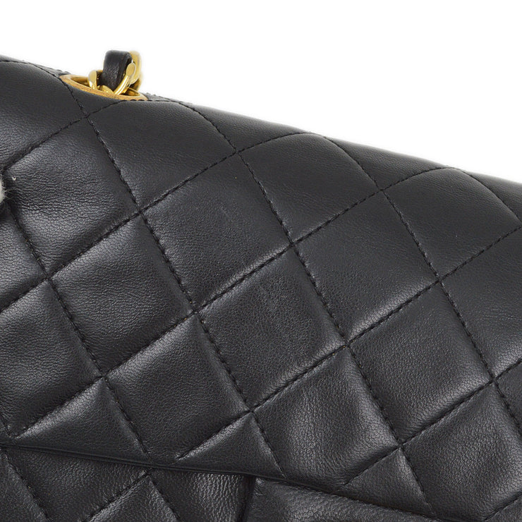 Chanel 1989-1991 Black Lambskin Small Classic Double Flap Shoulder Bag