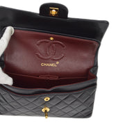 Chanel 1989-1991 Black Lambskin Small Classic Double Flap Shoulder Bag