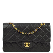 Chanel 1994-1996 Black Lambskin Medium Classic Double Flap Shoulder Bag