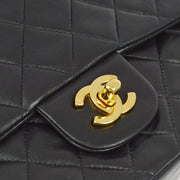 Chanel 1994-1996 Black Lambskin Medium Classic Double Flap Shoulder Bag